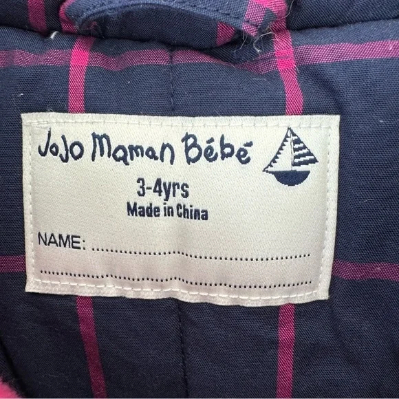 JoJo Maman Bebe pink felted peacoat jacket coat plaid lined J